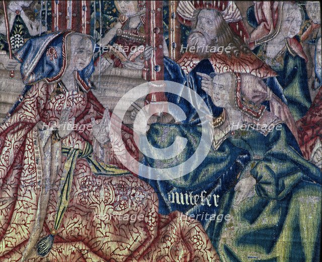 Exaltation of Joseph', tapestry of the series History of Joseph, detail of Potiphar and his wife.…