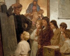 Village School at Wróblewice, 1865. Creator: Artur Grottger.