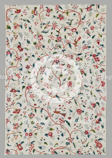 Crewel Work Curtain, England, early 18th century. Creator: Unknown.