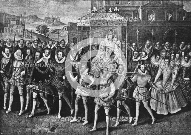 ''Procession of Queen Elizabeth to Blackfriars, June 9, 1600', 1890. Creator: Unknown.