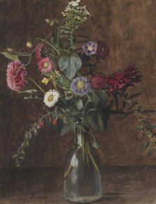 Bouquet of Flowers with Dahlias, c1862. Creator: Leon Bonvin.