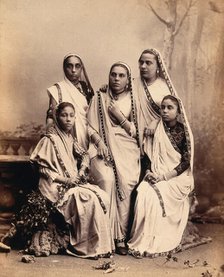 Parsee women wearing saris: group portrait, c1900. Creator: Unknown.