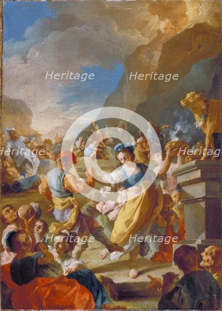 The Israelites Worshiping The Golden Calf, c1758. Creator: Lorenzo de Caro.