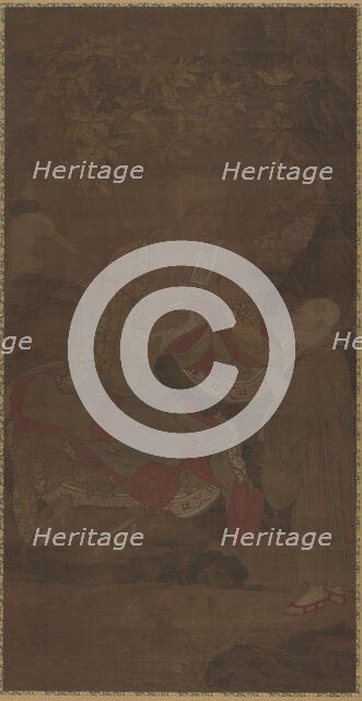 Luohan Holding a Fly Whisk, with Attendant, 14th century. Creator: Unknown.