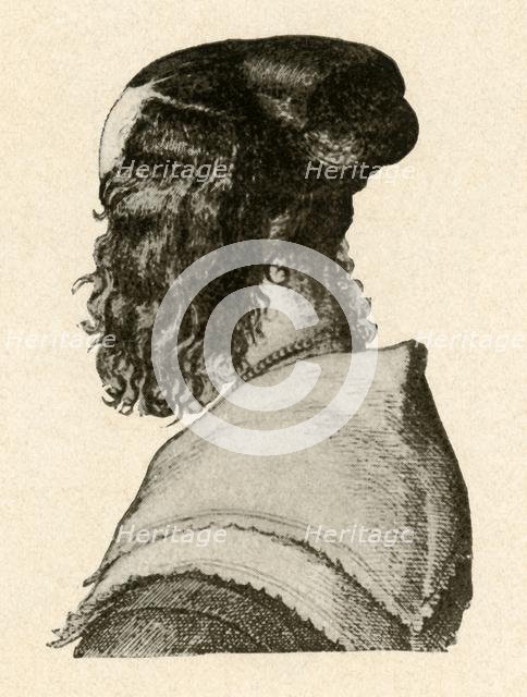 'Fashionable style of hair-dressing, reigns of Charles I and II', c1620-1680, (1937). Creator: Unknown.