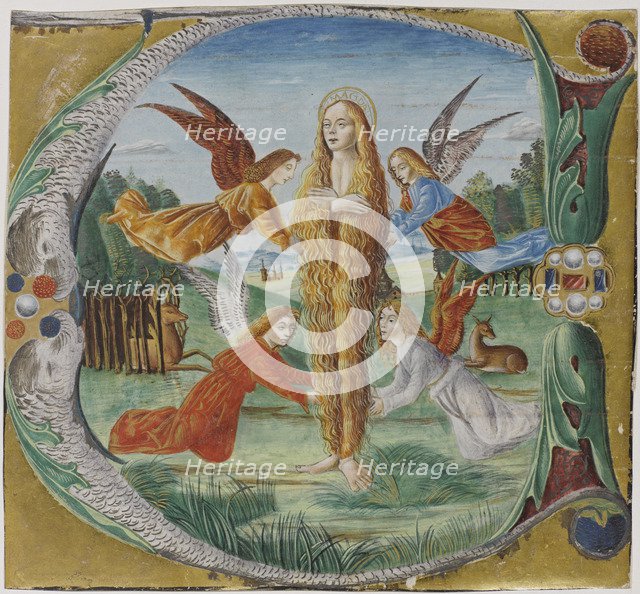 Saint Mary Magdalen surrounded by angels. Artist: Maestro del Salomone Wildenstein (active End of 15th cen.y)