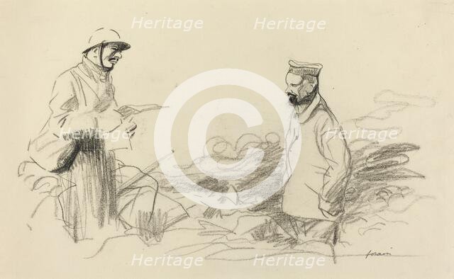 Poilu Acknowledging German Soldier, probably 1918. Creator: Jean Louis Forain.