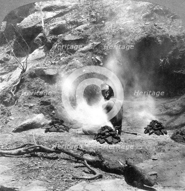 A hermit doing penence at Gem Lake, Mount Abu, India, 1903.Artist: Underwood & Underwood