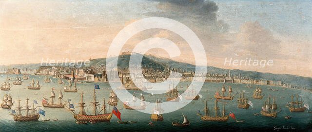 The bay of Naples with the British fleet at anchor, 1 August 1718. Creator: Gaspar Butler.