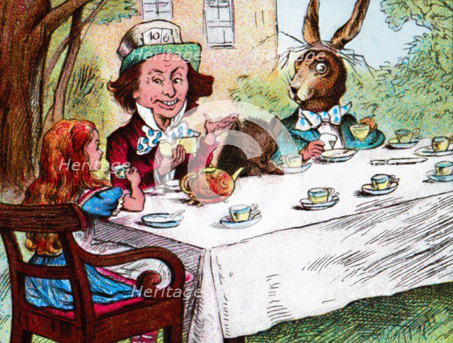 'Alice at the Mad Hatter's Tea Party', c1910. Artist: John Tenniel.