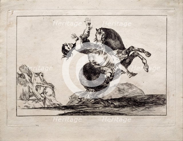 The Horse-Abductor (from the series Los Disparates (Follies), 1815-1819. Artist: Goya, Francisco, de (1746-1828)