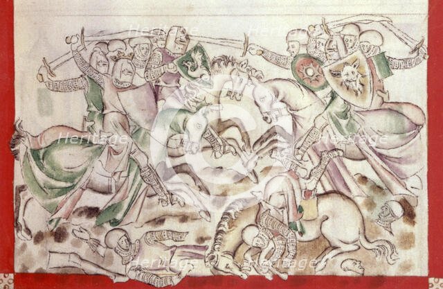 King David's army fights the Philistines, 1310-1320.  Creator: Unknown.