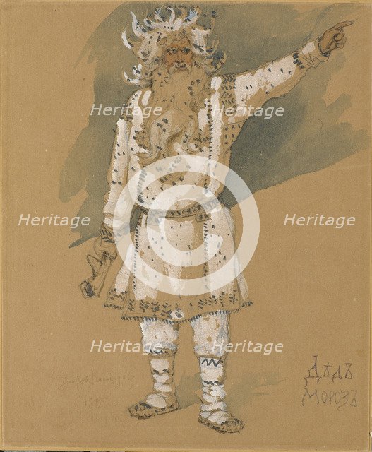 Grandfather Frost. Costume design for the opera Snow Maiden by N. Rimsky-Korsakov, 1885. Artist: Vasnetsov, Viktor Mikhaylovich (1848-1926)