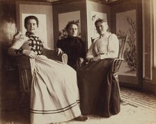 Three friends seated in the veranda room, Dom Smith, Vladivostok, Russia: Eleanor Pray..., 1899. Creator: Frederick S. Pray.