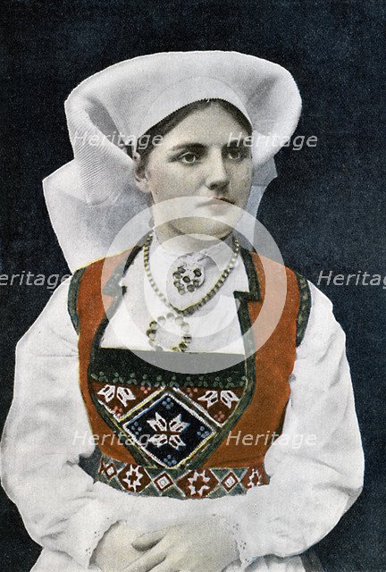 Woman wearing Norwegian national costume, c1890. Artist: L Boulanger