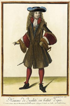 Recueil des modes de la cour de France, 'Homme de Qualité, en Habit d'Épée', 1687. Creator: Nicolas Arnoult.