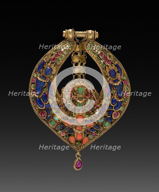 Deity Earring with Vishnu on Garuda (front) and chepu (monster mask) (back), 1600s or 1700s. Creator: Unknown.