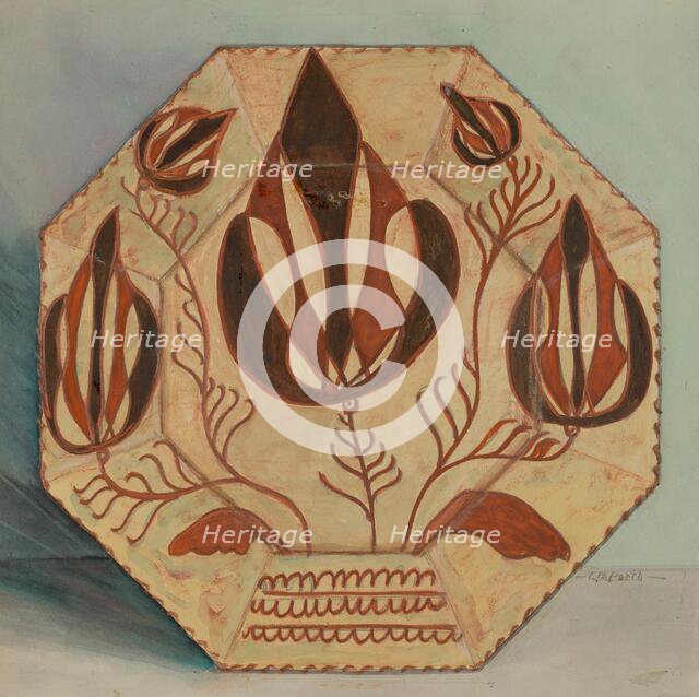 Pa. German Plate, c. 1936. Creators: Lawrence Porth, Agnes Karlin.