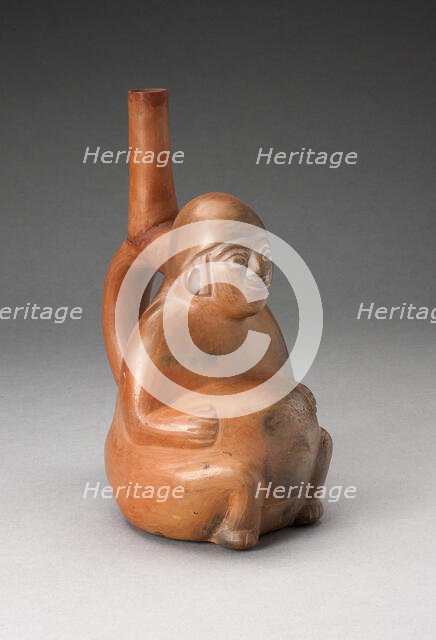 Handle Spout Vessel in the Form of a Seated Pregnant Woman, 100 B.C./A.D. 500. Creator: Unknown.