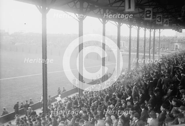 1st base grandstand at Shibe Park, Philadelphia, 1913 World Series (baseball), 1913. Creator: Bain News Service.