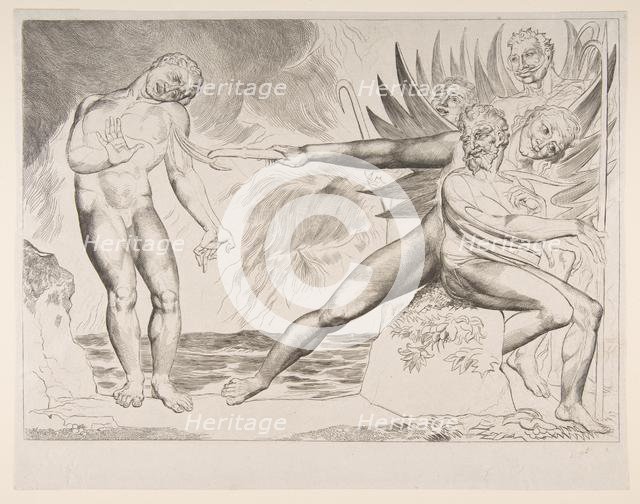 The Circle of Corrupt Officials: The Devils Tormenting Ciampolo, from Dante's Infer..., ca. 1825-27. Creator: William Blake.