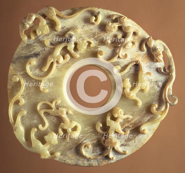 Perforated Disk (Bi) with Dragons, between c.1550 and c.1644. Creator: Unknown.