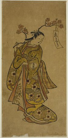 Oshichi Carrying a Blossoming Cherry Branch, c. 1727/30. Creator: Okumura Toshinobu.