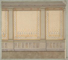 Design for decoration of a wall with painted panels separated by pilasters, 1830-97. Creators: Jules-Edmond-Charles Lachaise, Eugène-Pierre Gourdet.