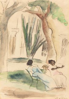 Nannies with a Child, 1917. Creator: Jules Pascin.