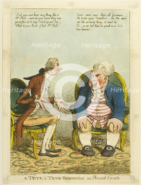 A Tète à Tète Conversation on Recent Events, published April 19, 1805. Creator: Charles Williams.