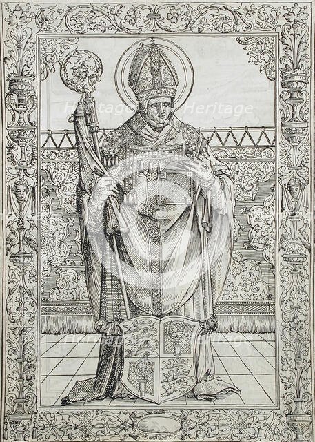 Saint Willibald (recto); Christ on the Cross (verso), Printed 1517. Creator: Unknown.