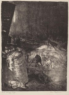 Hungry Dogs, second stone, 1916. Creator: George Wesley Bellows.