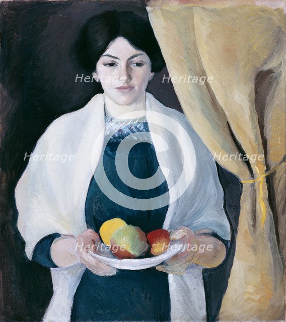 Portrait with Apples. Artist: Macke, August (1887-1914)