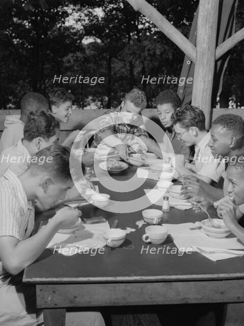 The boardinghouse reach at Camp Nathan Hale, Southfields, New York, 1943 Creator: Gordon Parks.