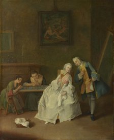 A Lady receiving a Cavalier, 1747-1755. Artist: Longhi, Pietro (1701-1785)