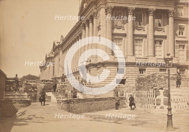 [Barricades pres de Ministere de la Marine et l'Hötel Crillon], 1871. Creator: Hippolyte-Auguste Collard.
