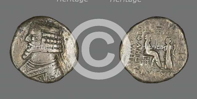 Tetradrachm (Coin) Portraying King Phraates IV, 38-3 BCE. Creator: Unknown.