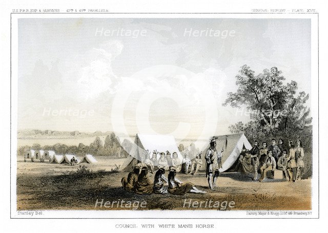 Council with White Man's Horse, 1856.Artist: John Mix Stanley