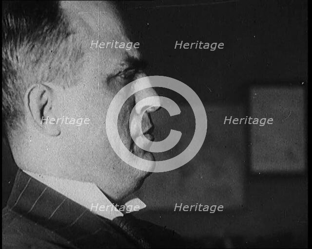 Frank Valentino Doing an Impression of Benito Mussolini (Il Duce), 1929. Creator: British Pathe Ltd.