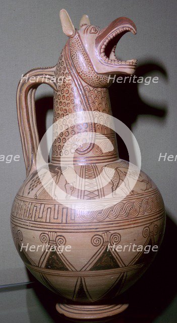 Jug with a griffin-head spout, Greek, c675-c650 BC. Artist: Unknown