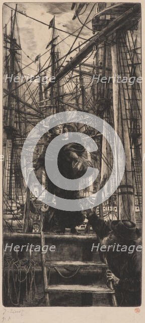 Emigrants (Woman with Child Disembarking from Sailboat), 1880. Creator: Tissot, James Jacques Joseph (1836-1902).