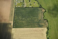 Cropmark remains of a multiphase later prehistoric settlement, Biggleswade Common, Beds, 2022. Creator: Damian Grady.