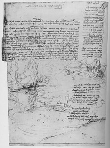 'Page of Text with Sketches of Landscape', c1480 (1945). Artist: Leonardo da Vinci.