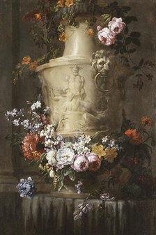 Marble Vase with Garland of Flowers. Creator: Jean-Baptisite Monnoyer.