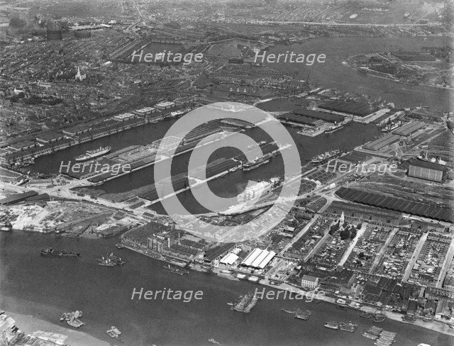 West India Docks, London, 1935. Artist: Aeropictorial Ltd.