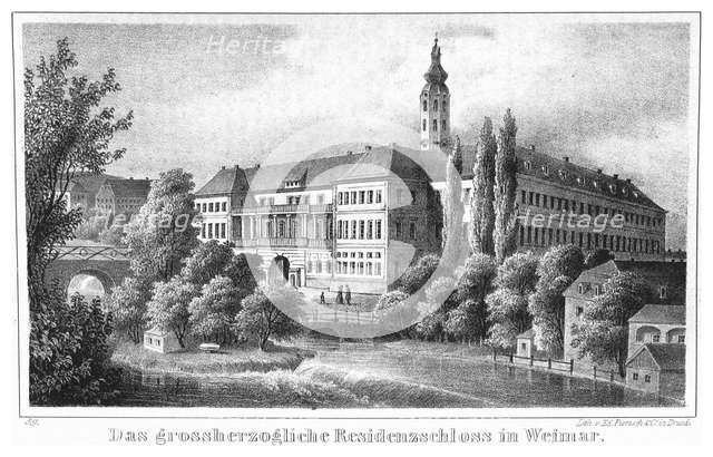 The Weimar City Castle. From: Thüringen und der Harz.. by Friedrich von Sydow, 1839.