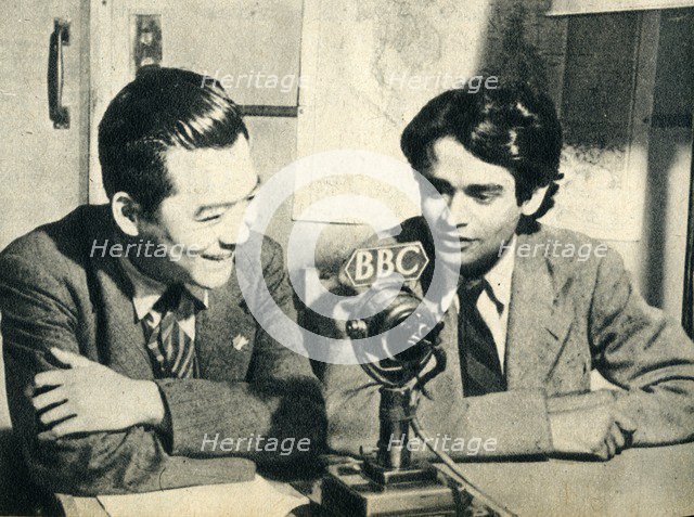 'China meets Ceylon in London - Hsiao Ch'ien and J. M. Tambimuttu', 1942 Creator: Unknown.