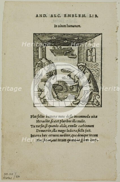 Illustration from Livret des Emblemes by Andreas Alciatus, plate 66 from Woodcuts from...1937. Creator: Unknown.