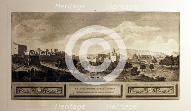 View of the fortress of the Alhambra from the Torres Bermejas castle, 1775.