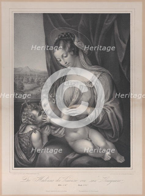 The Virgin and child with the infant Saint John the Baptist, with the Christ child lying o..., 1836. Creator: Franz Seraph Hanfstaengl.